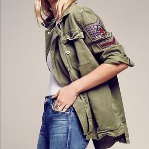 FREE PEOPLE Embellished Military Shirt Jacket